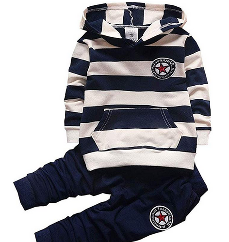 Toddler Baby Boys Clothes Set Kids Infant Hoodies Striped Tops+Pants 2pcs Fall Cute Outfits