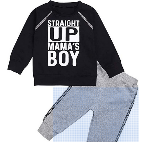 Seyouag Toddler Baby Boys Clothes Straight Up Mama's Boy T-Shirt and Pants Sweatsuit Pants Fall Outfit Set
